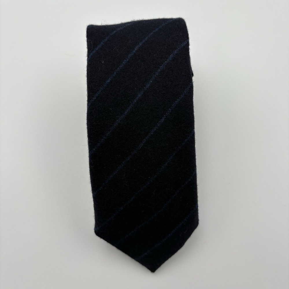 Paolo Albizzati Tie Men Blue Striped 100% Wool Handmade Italy 3" Width